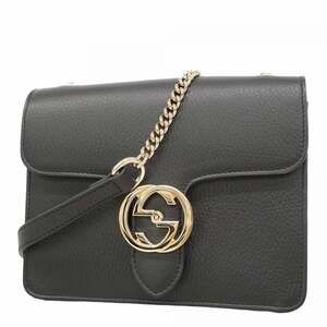 GUCCI Black Leather Shoulder Bag